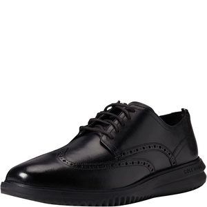 COLE HAAN MEN'S GRAND+ WINGTIP OXFORD, BLACK LEATHER/BLACK, 11